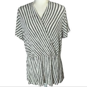 👁 “Lane Bryant” Black & White Stripe Blouse